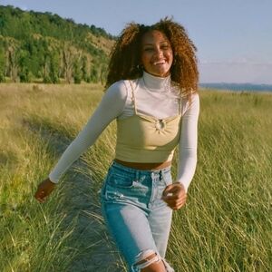 American Eagle Outfitters‎ Womens Yellow Keyhole Cami Top Size M